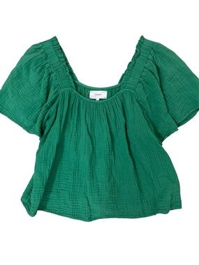 XiRENA Lou Green Chelsea Gauze Flutter Sleeve Square Neck Top M